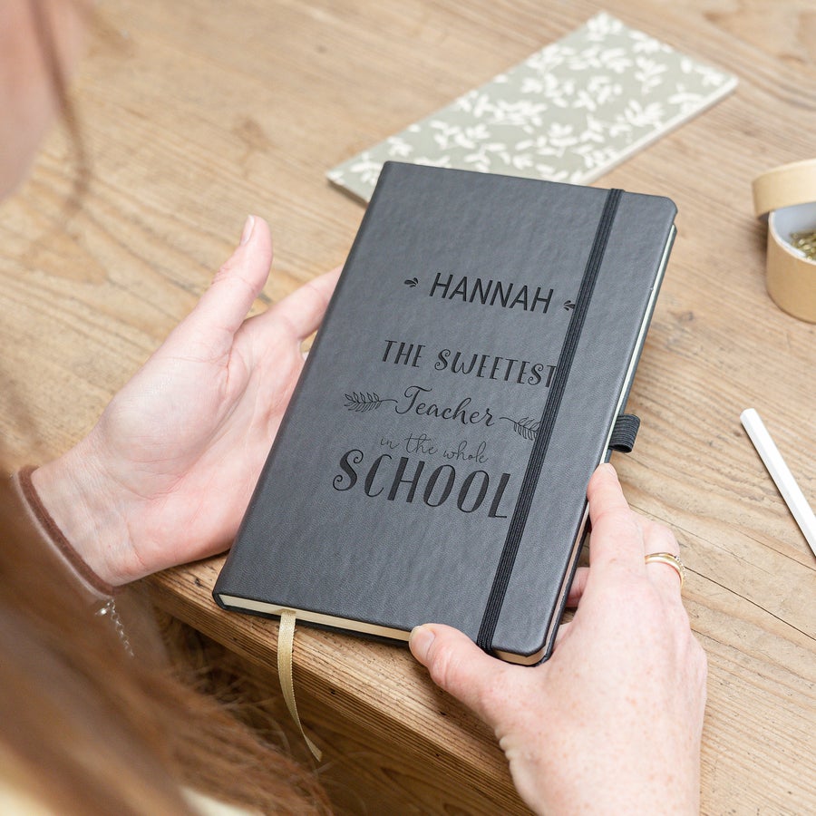 Personalised notebook - Teacher - Black - Engraved Personalised notebook - Teacher - Black - Engraved