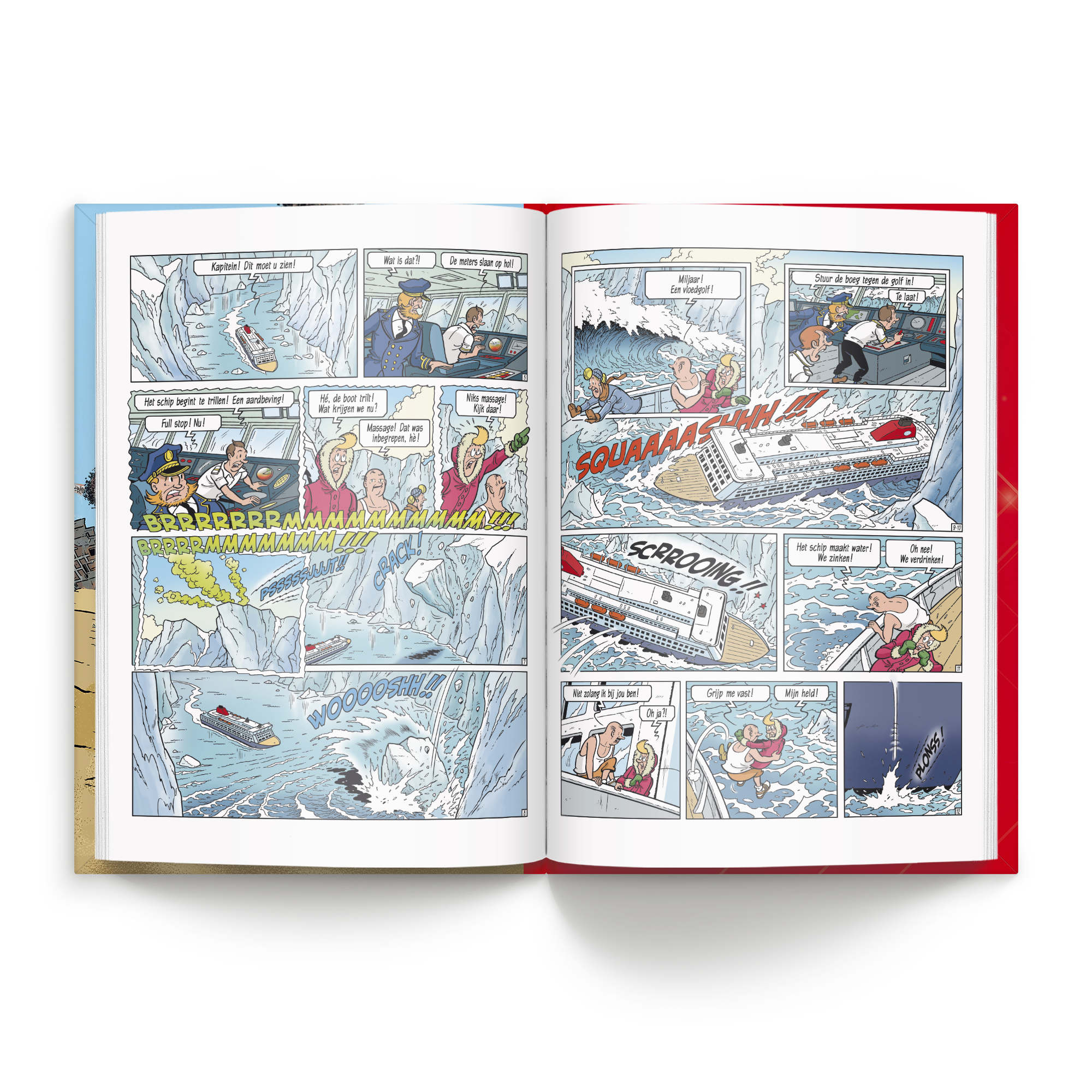 Persoonlijk stripboek Suske en Wiske De Planeetvreter hardcover open met ingevoegde eigen pagina aan het begin of eind.