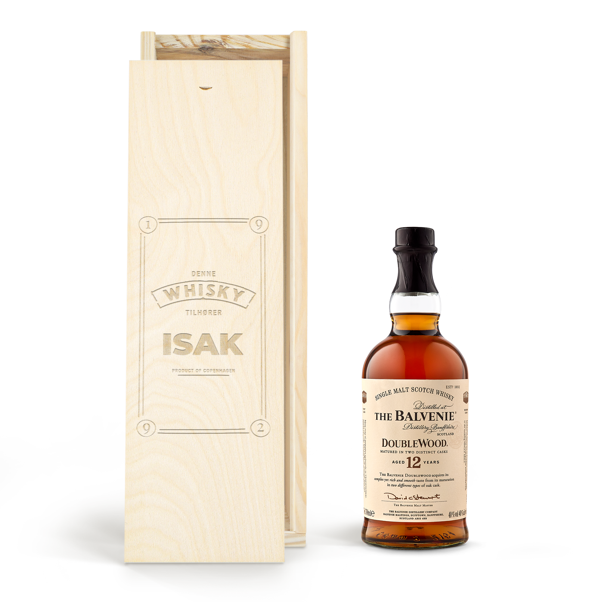 Whiskey i personlig trækasse - The Balvenie