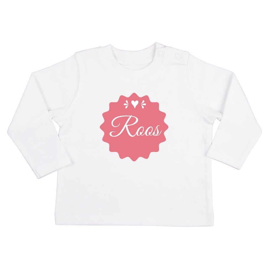 Baby shirt bedrukken - Lange mouw - Wit - 62/68