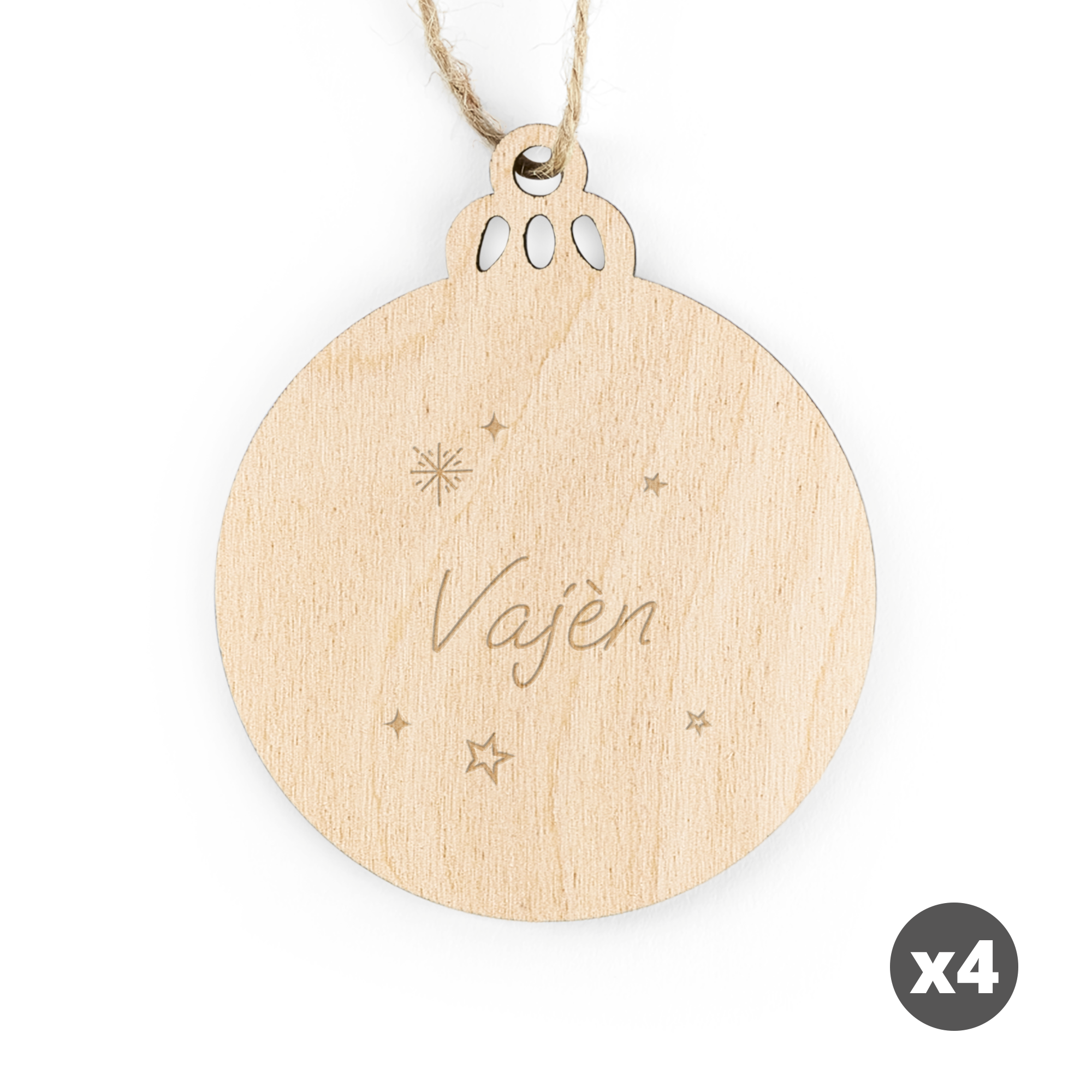 Houten kersthanger met naam