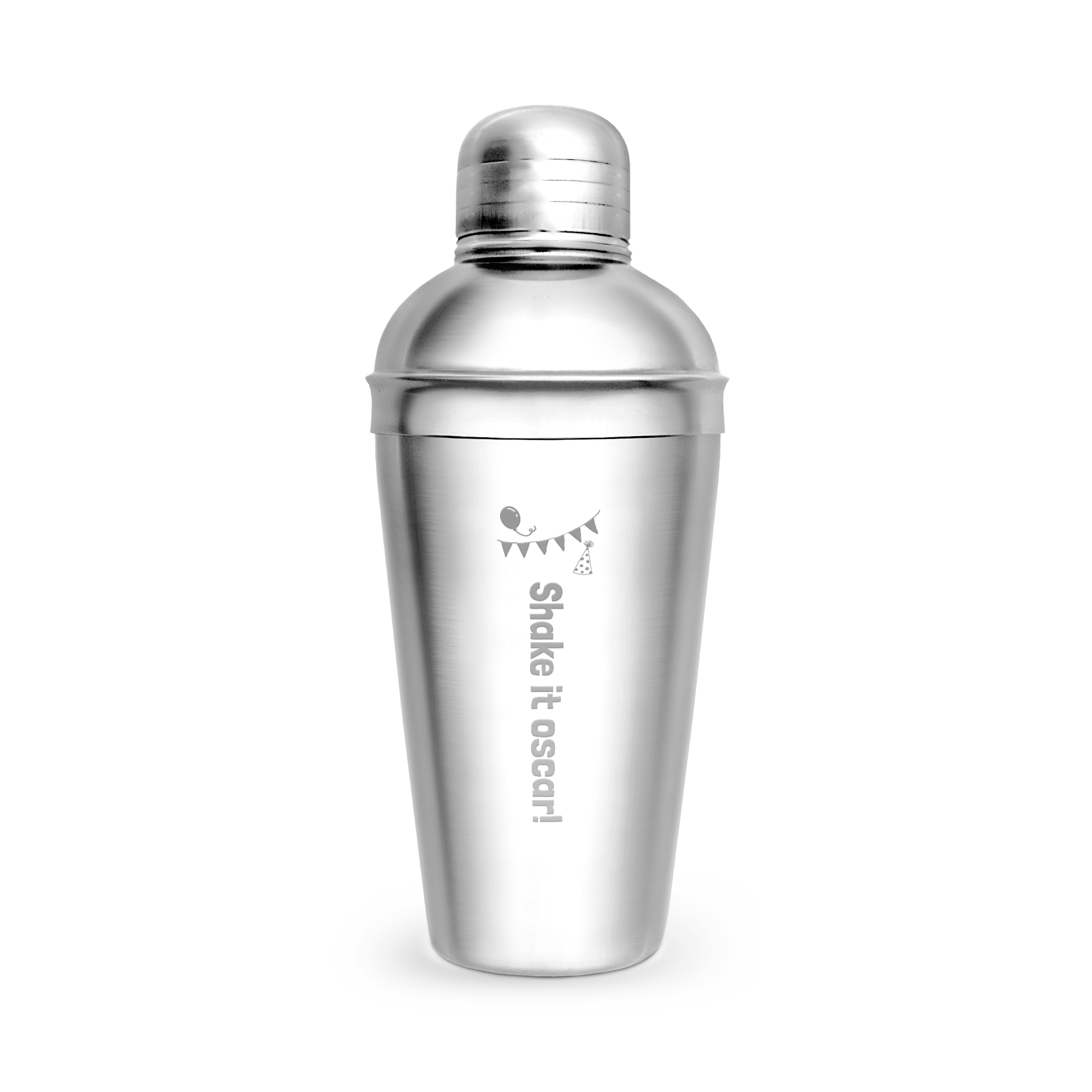 Personalizowany zestaw Espresso Martini, stalowy shaker z grawerem "Shake it Oscar!" i motywem urodzinowym