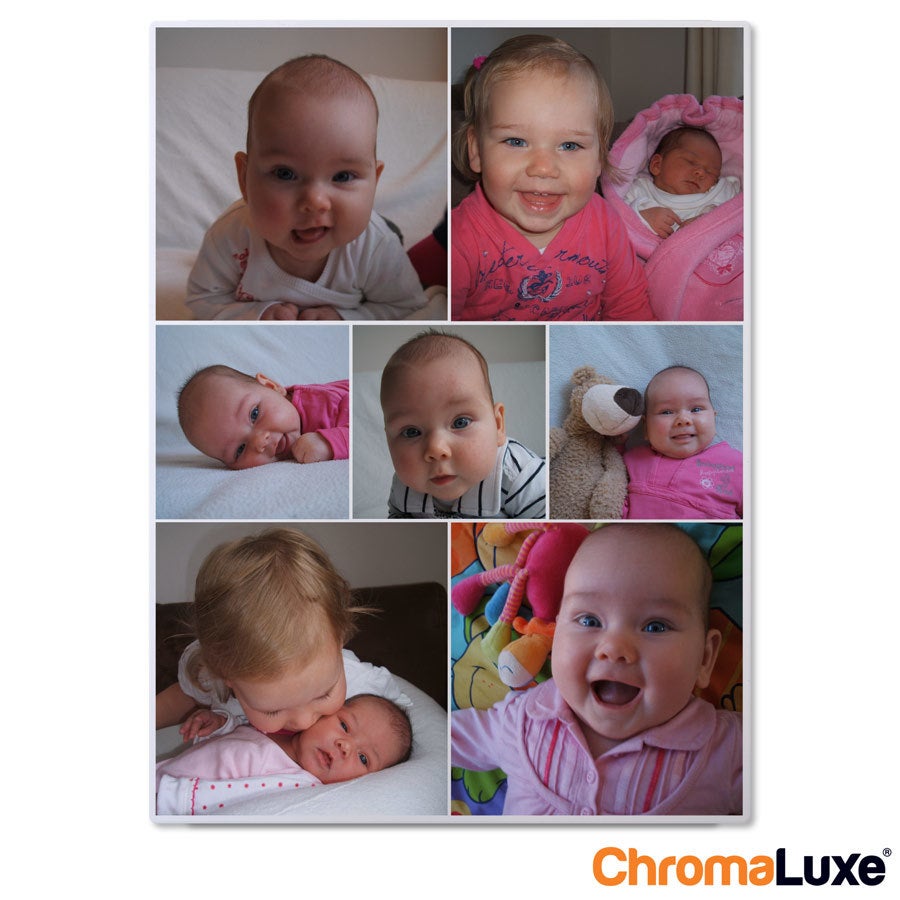 Collage di foto Instagram Collage fotografico Instagram in alluminio con nove foto di bambini e neonati stampate su ChromaLuxe