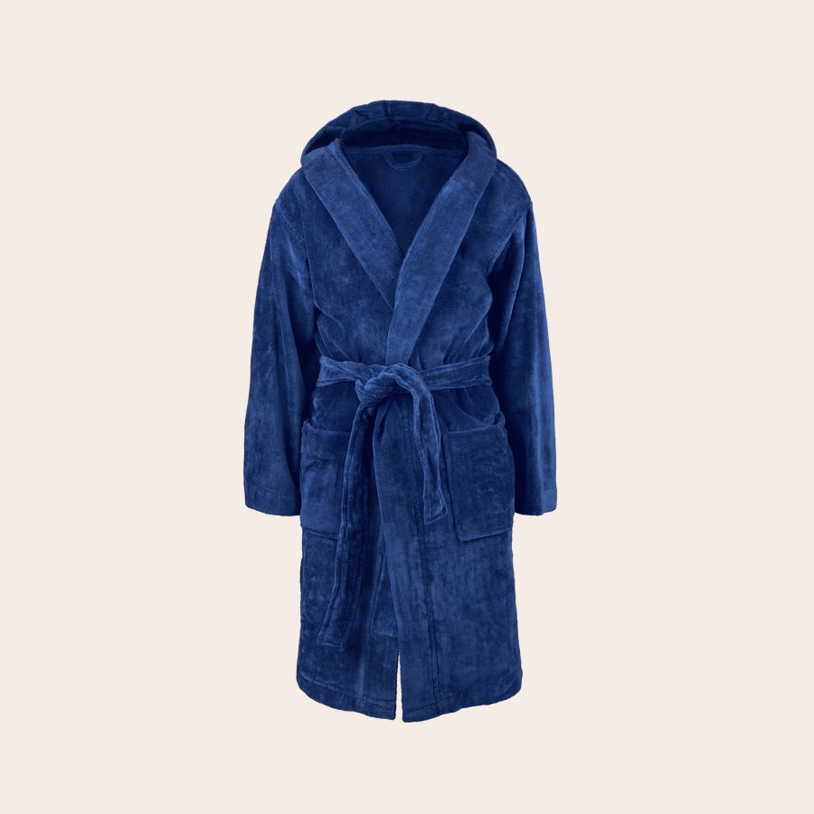 Accappatoio Bambino Accappatoio blu con cappuccio per bambini ricamato con nome, morbido e personalizzato