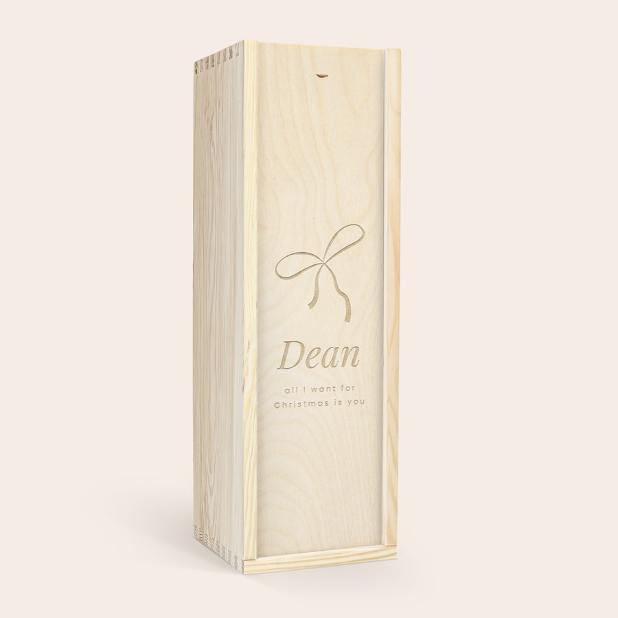 Personalizowane Whisky Dalwhinnie 15 Years Drewniane pudełko na butelkę whisky Dalwhinnie 15 yrs z grawerowanym imieniem Dean i tekstem