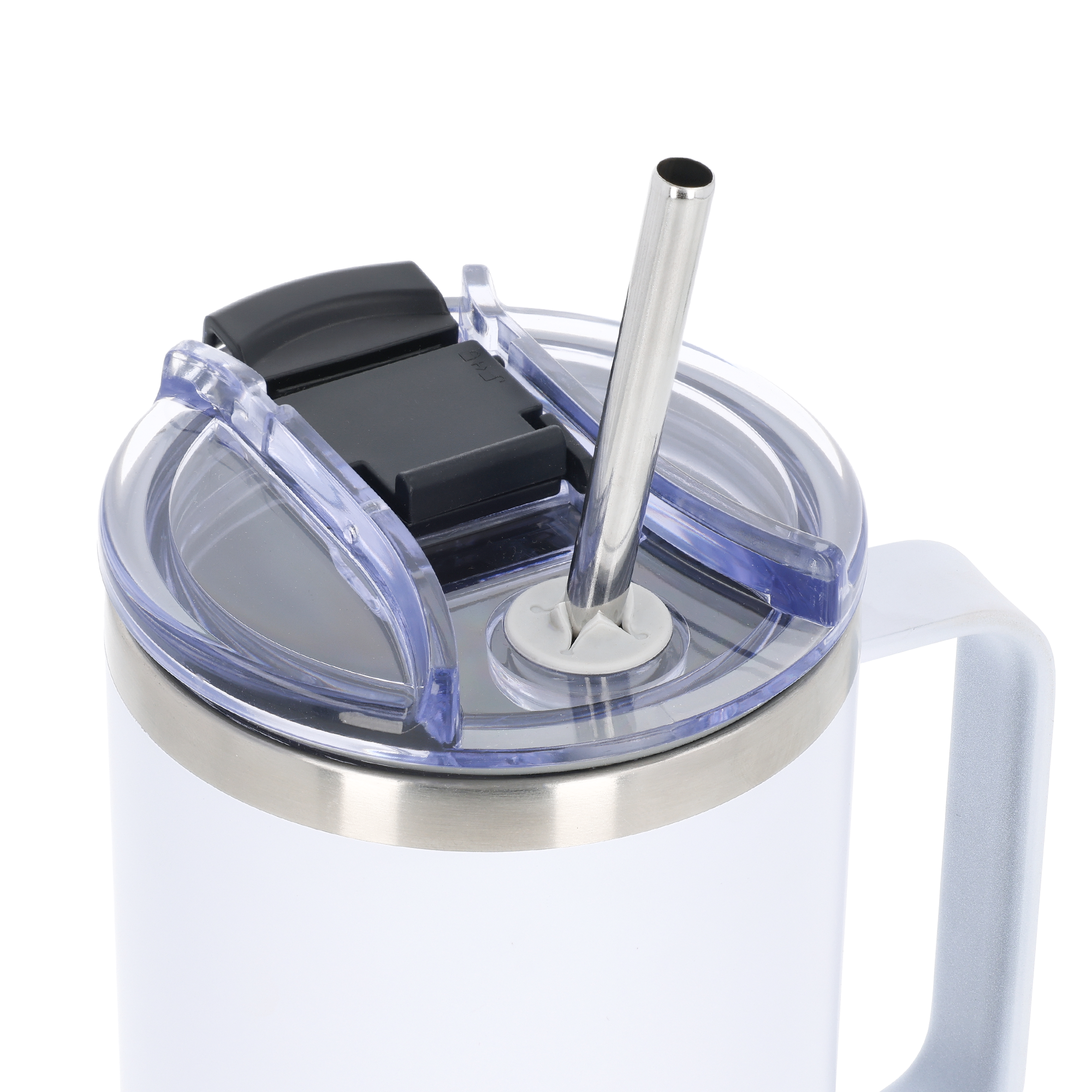 Tapa transparente con pajita de acero de un vaso personalizado de 1,2 l.