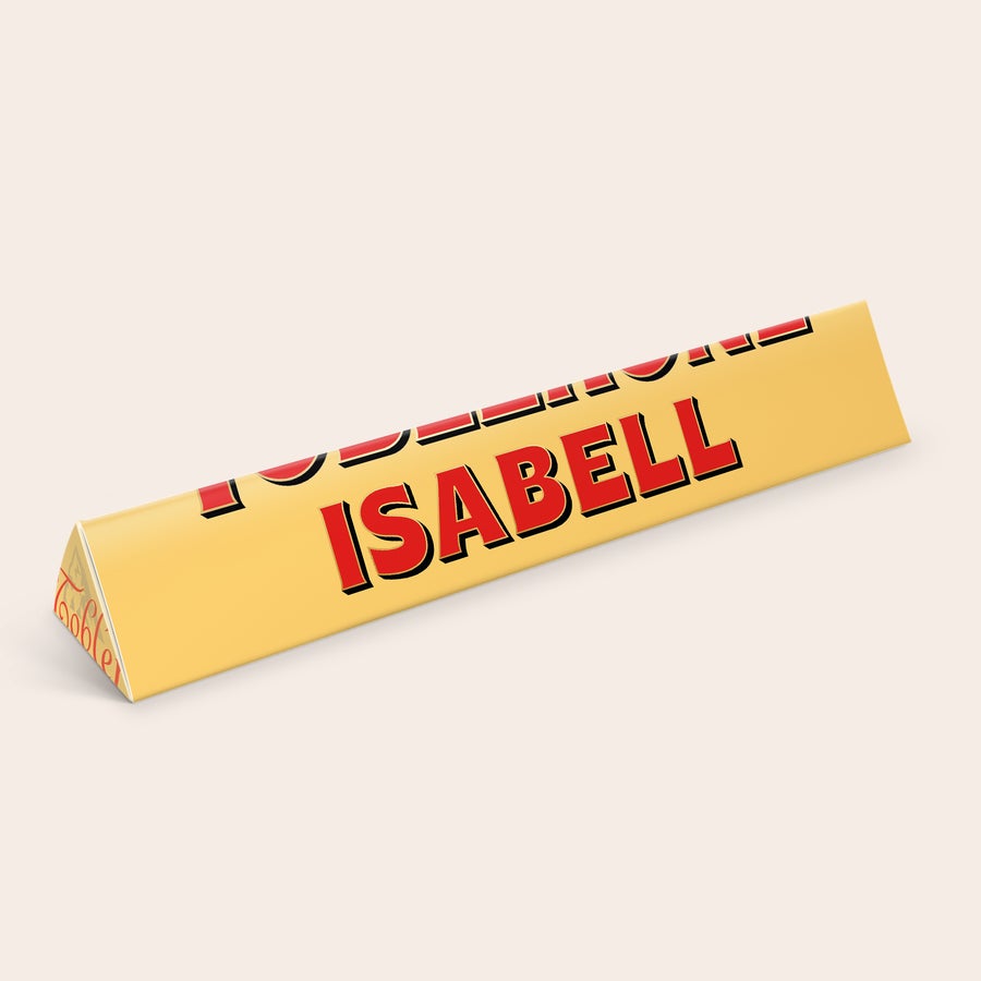 Toblerone med navn Personlig Toblerone sjokolade med navn Isabell trykt på emballasjen