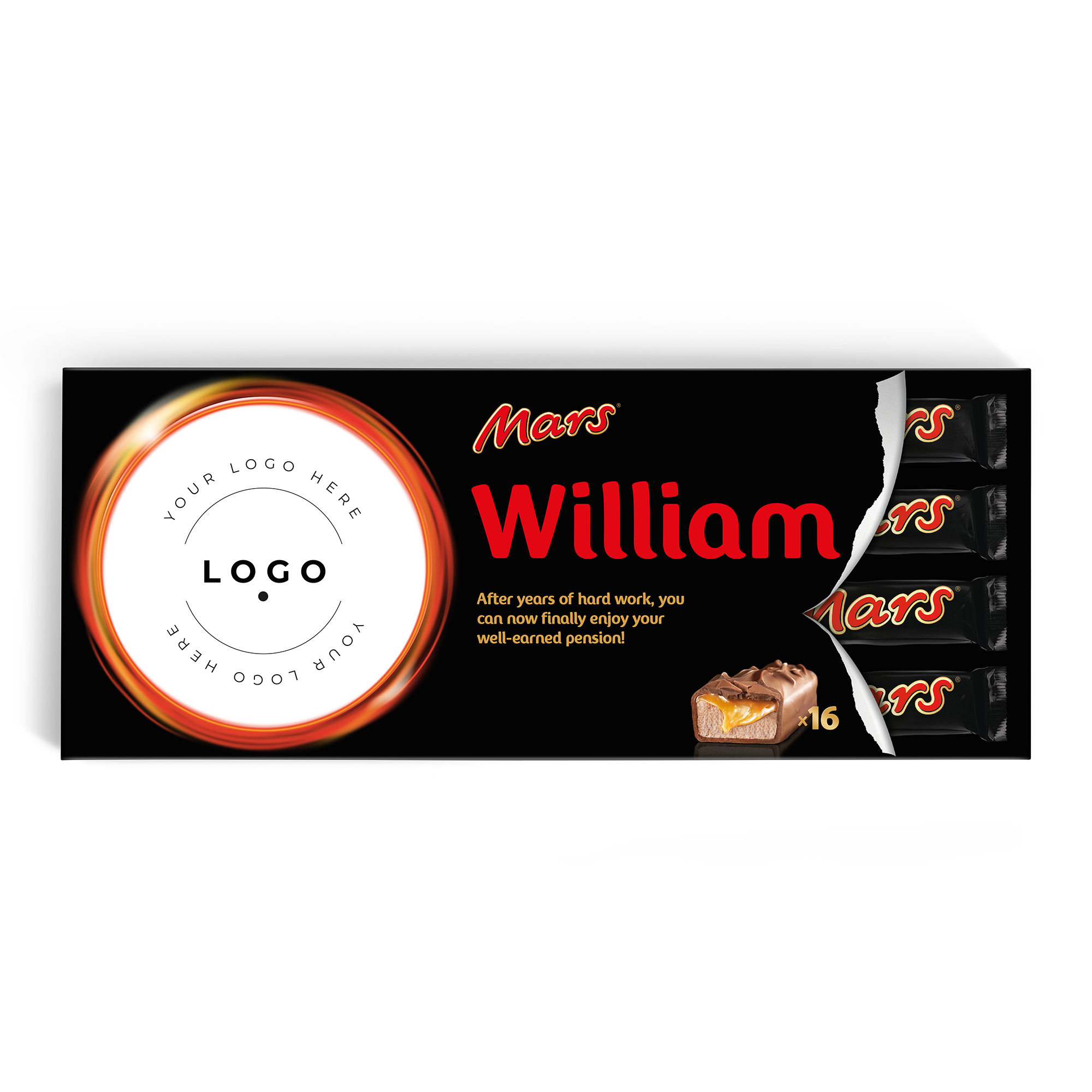 Esta barra de chocolate XXL Mars personalizada é uma grande surpresa com nome impresso e espaço para foto.