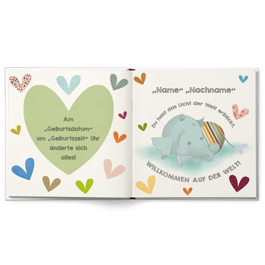 Babybuch mit Namen - Willkommen auf der Welt