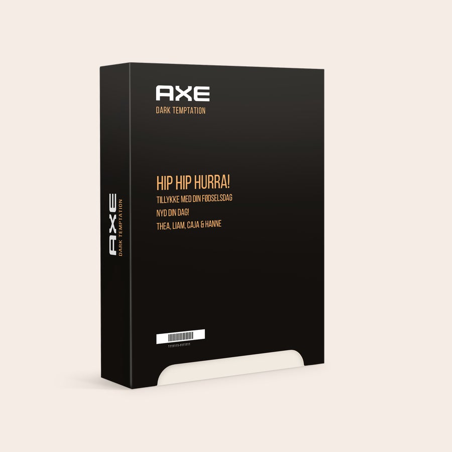 Gepersonaliseerde Axe set gift box - Dark Temptation Gepersonaliseerde Axe set gift box - Dark Temptation met gedrukte verjaardagsboodschap en namen