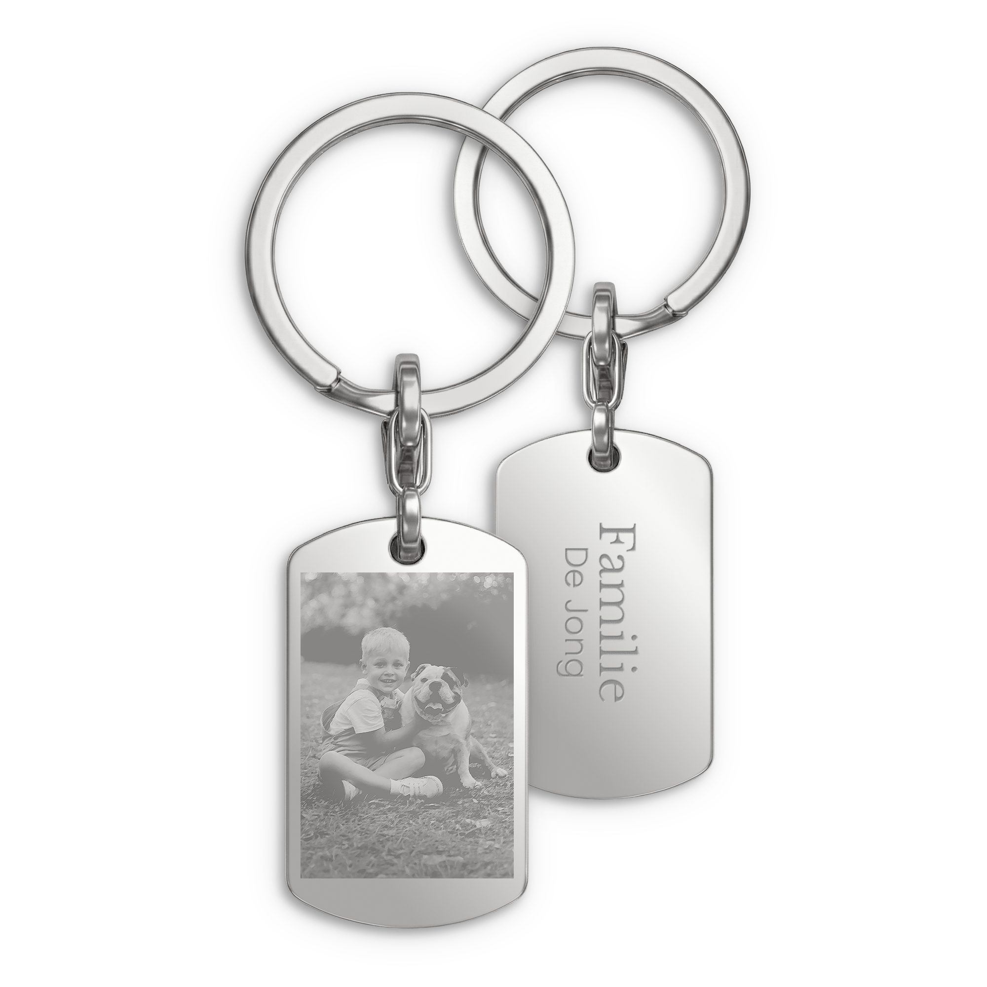 Personalizovaný prívesok na kľúče s fotkou - Dog tag - Strieborný