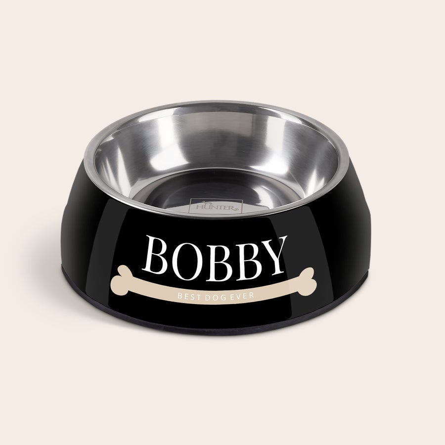 Personalizowana miska dla psa Czarna miska dla psa z imieniem Bobby i napisem Best Dog Ever, wkład ze stali nierdzewnej. Dzięki tej spersonalizowanej misce na jedzenie nie zostanie ani okruszek!