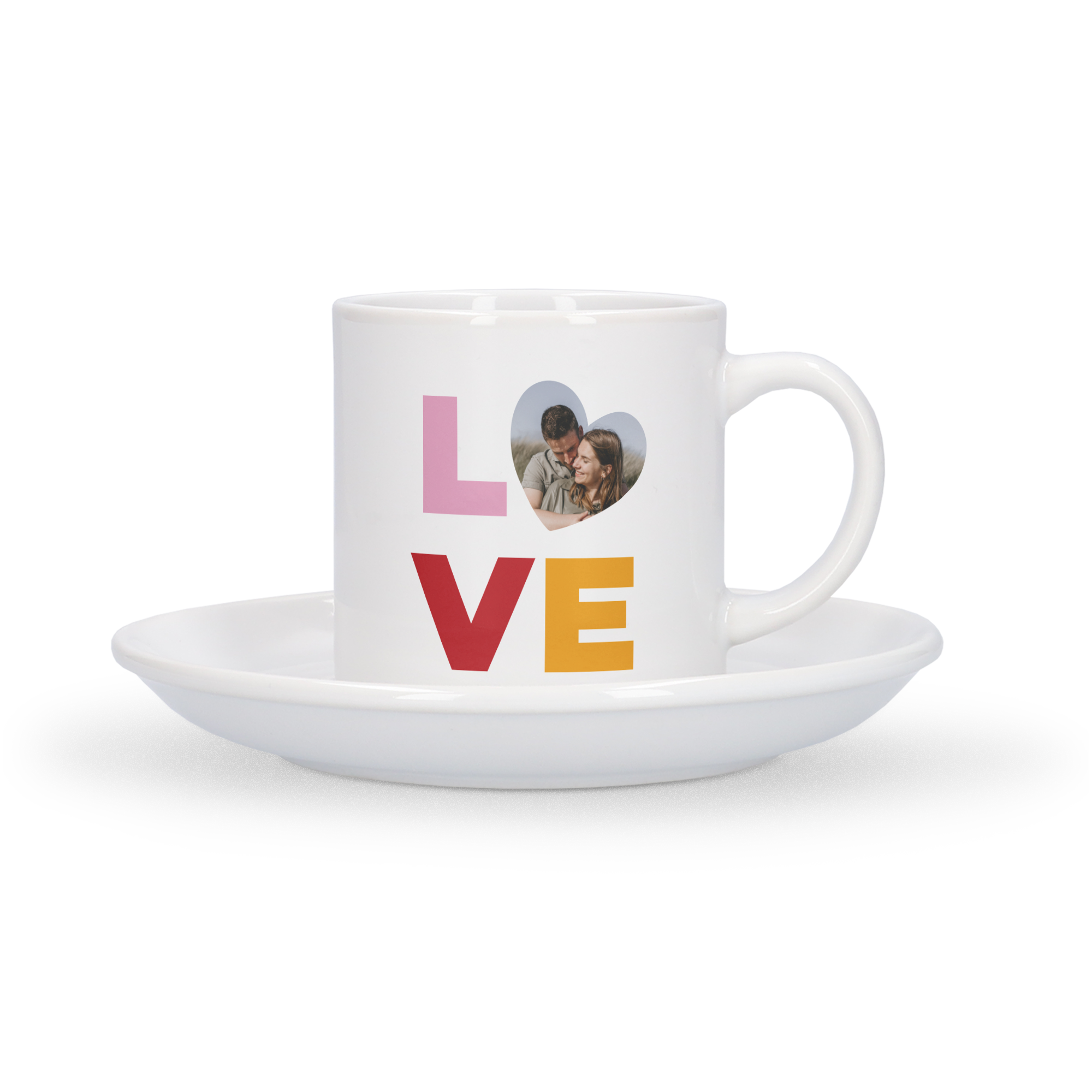 Mug cappuccino avec soucoupe personnalisé love photo de couple imprimée
