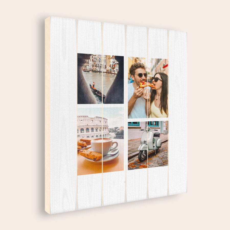Foto auf Holz Holzfoto mit vier Reisebildern als Dein Foto auf Holz gedruckt