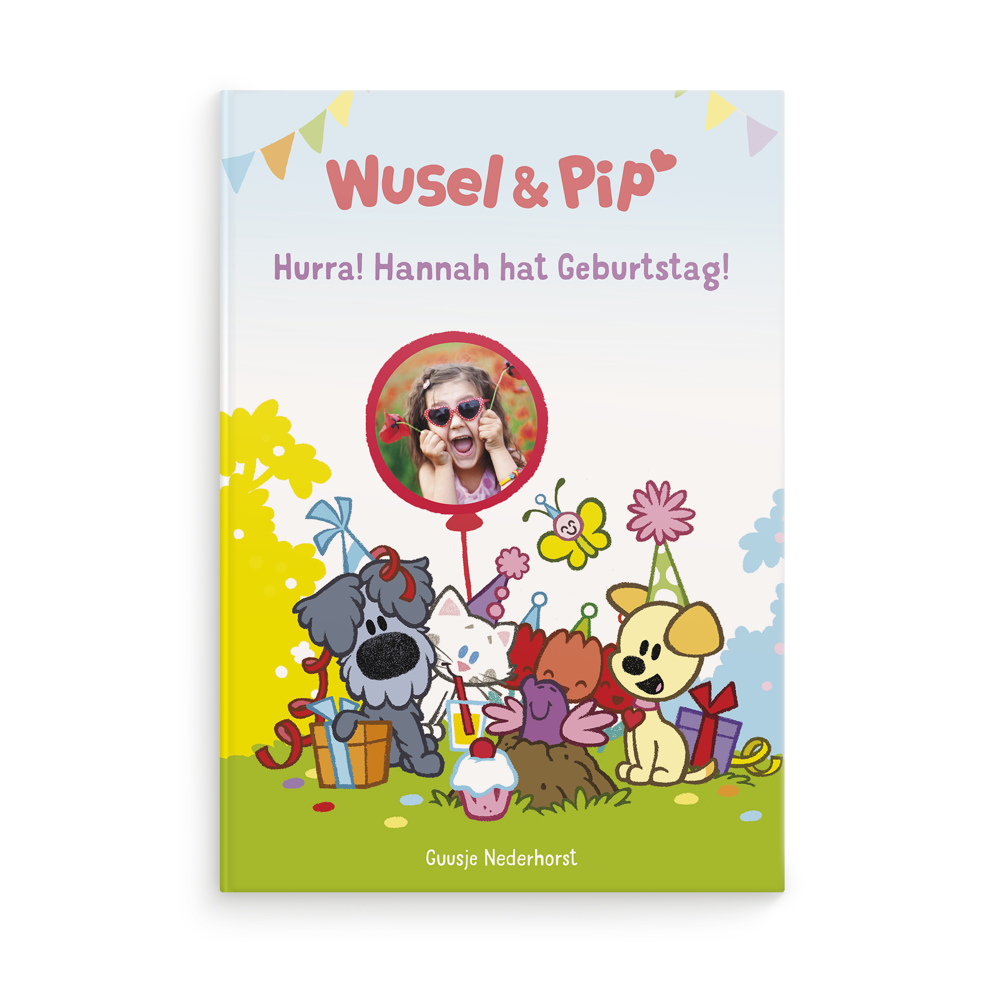 Personalisiertes Kinderbuch - Wusel & Pip - Geburtsdag - XL Hardcover mit individualisiertem Foto und Namen Hannah