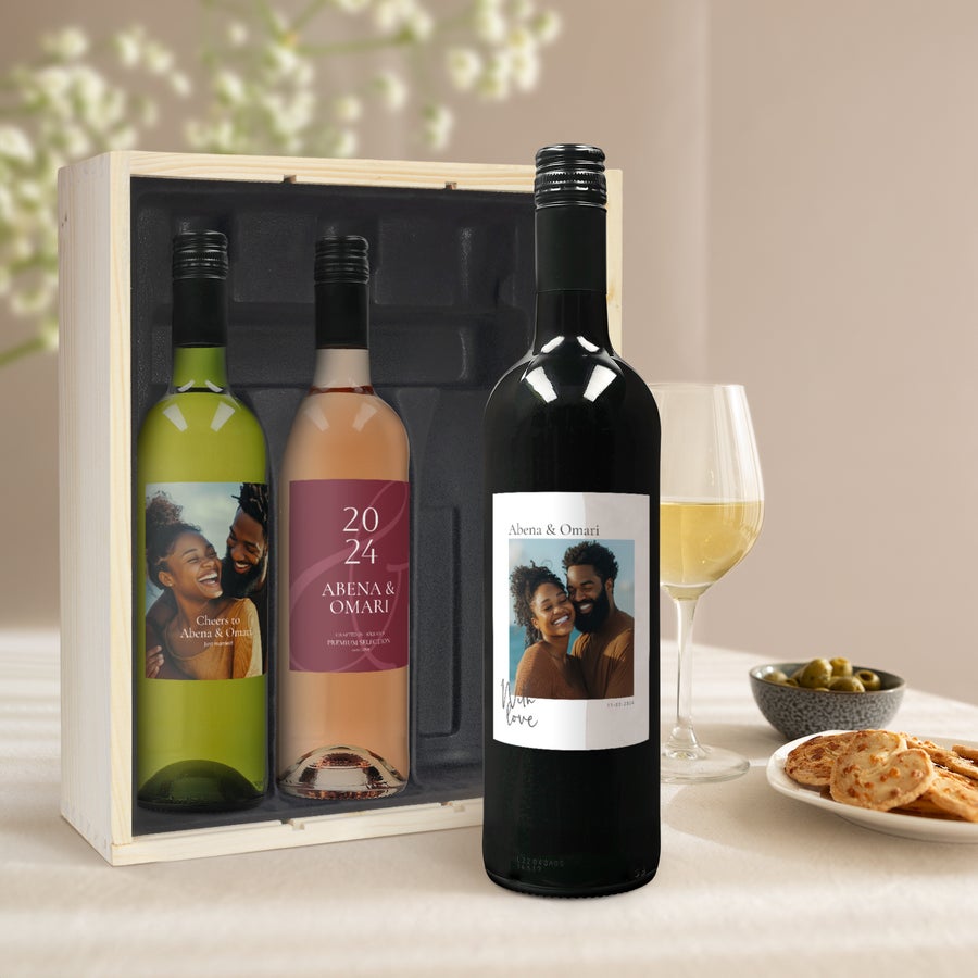 Personalised Wine Gift Set - Belvy - Red, white and rosé Personalised Wine Gift Set - Belvy - Red, white and rosé