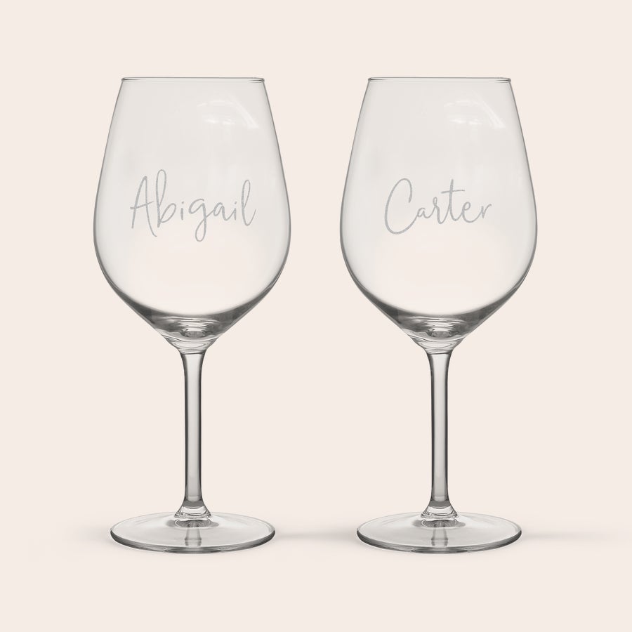 Bicchiere da Spritz Personalizzato Coppia di Bicchieri Aperol Spritz Incisi con i nomi "Abigail" e "Carter", personalizzabili