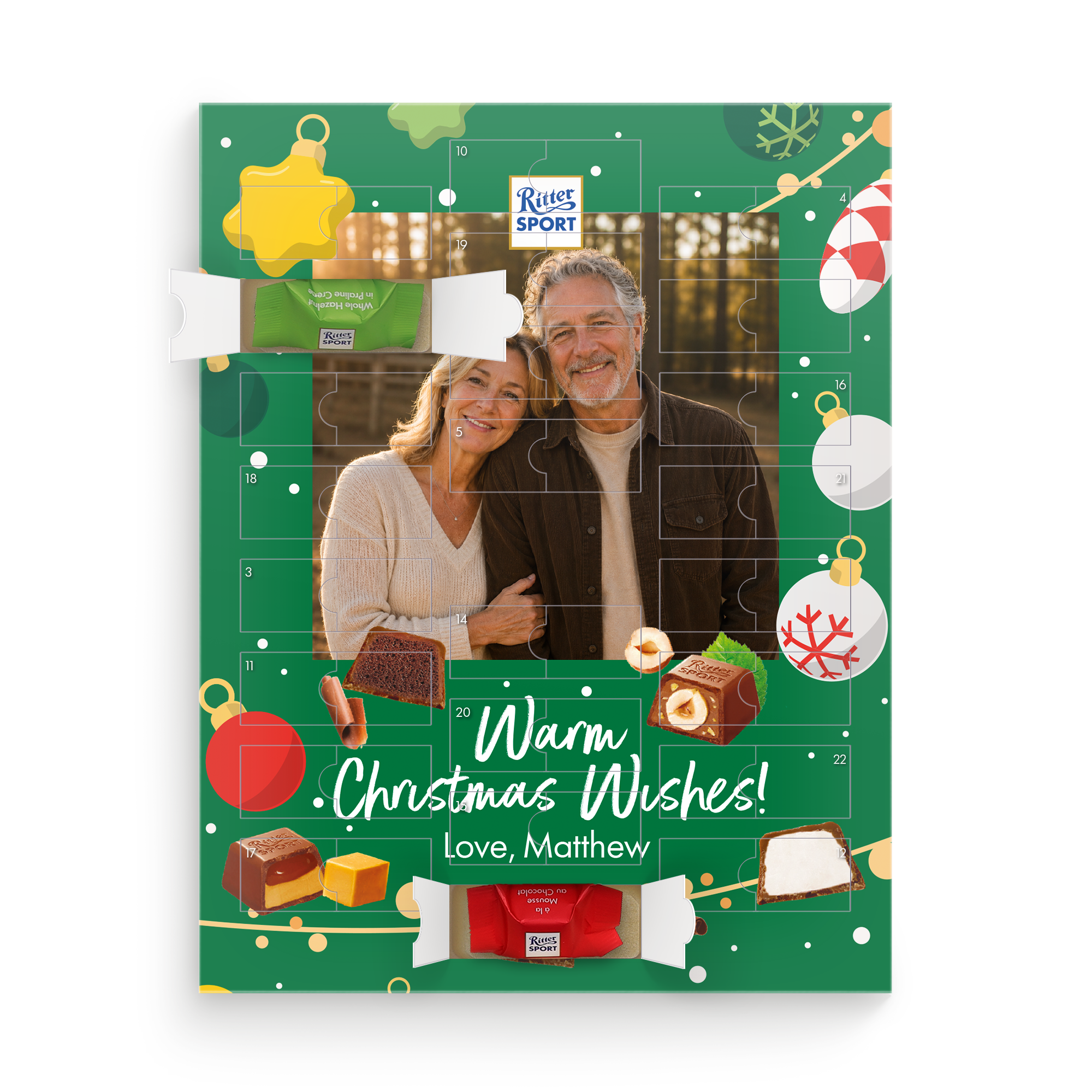 Personalised Ritter Sport Advent Calendar - Brand Design printed with a custom photo and text