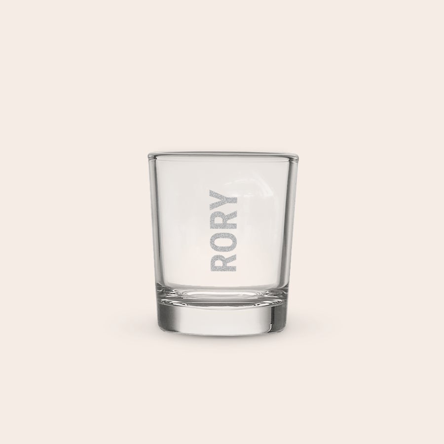Vasos de chupito Vaso de chupito azul oscuro, grabado con el nombre personalizado RORY, ideal para tus vasos de chupito personalizados.