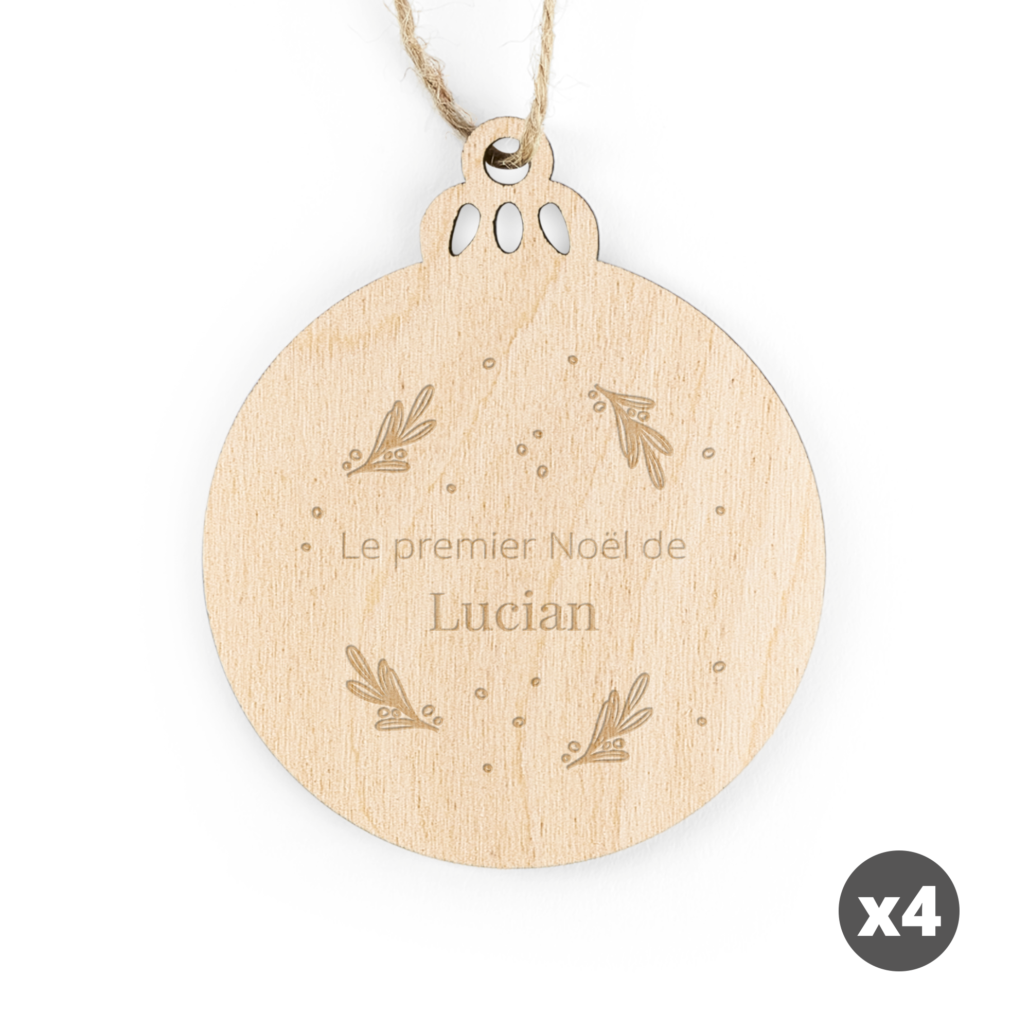 Décorations de Noël en bois avec nom gravé