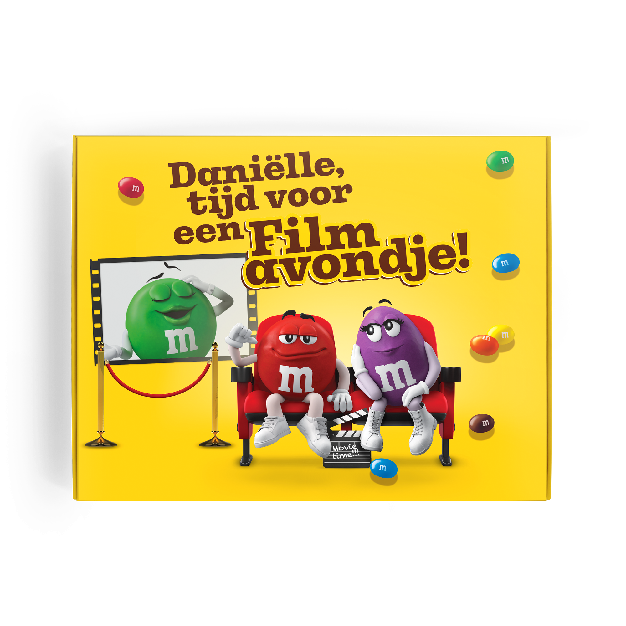 Gepersonaliseerde M&M's Film Giftbox bedrukken - Groot met tekst 