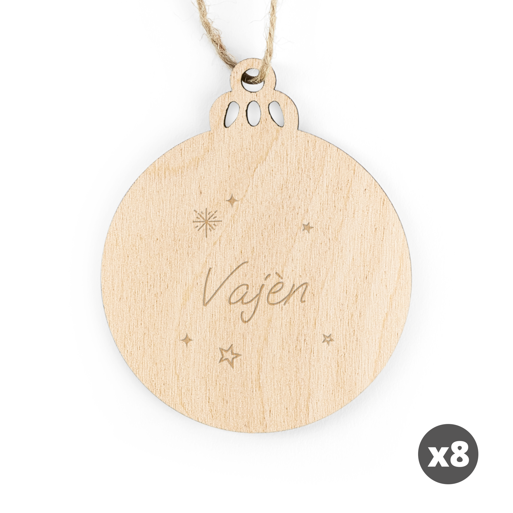 Houten kersthanger met naam