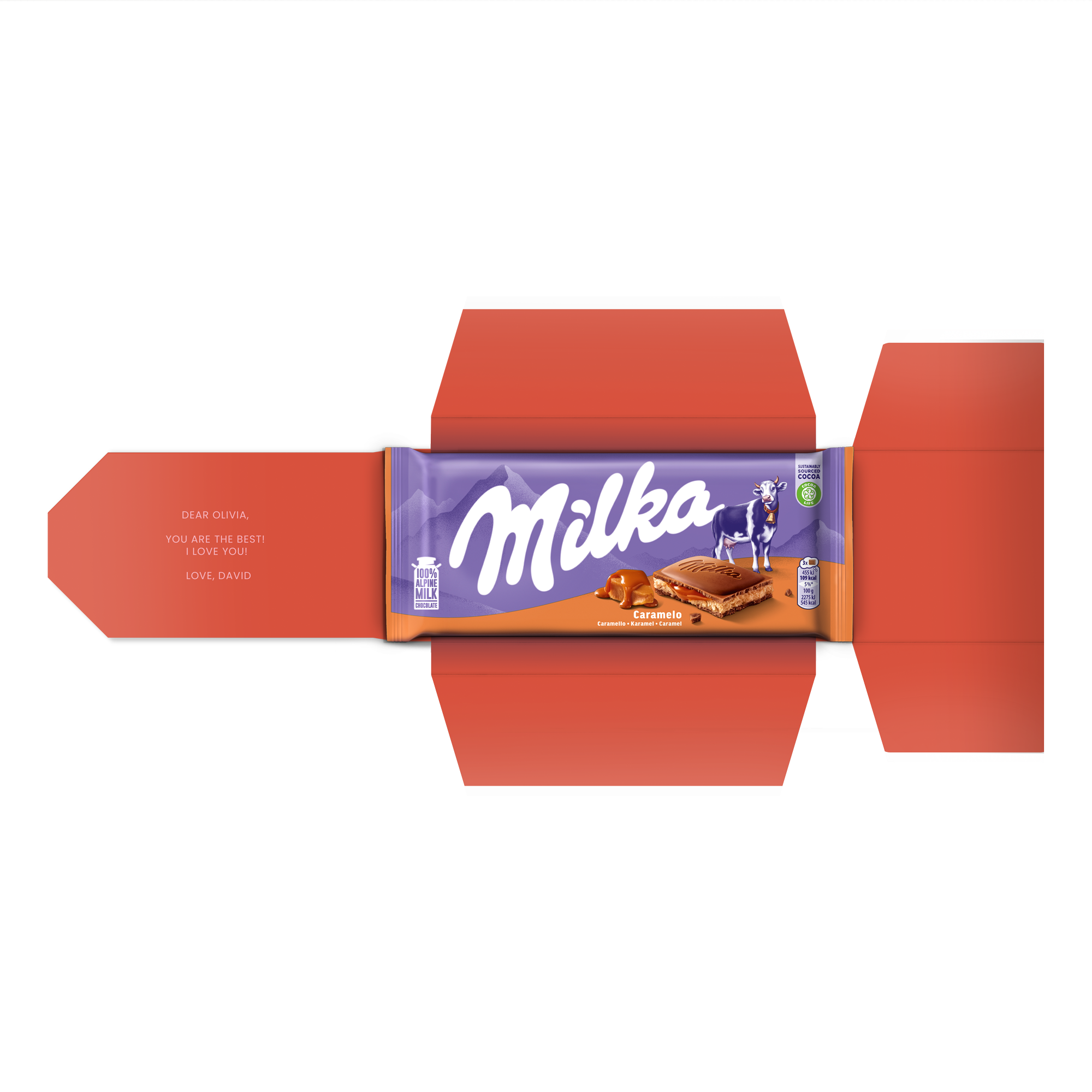 Personalised Milka chocolate greeting card