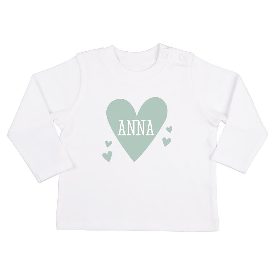 Camisa personalizada para bebé - Manga comprida - Branco - 50/56