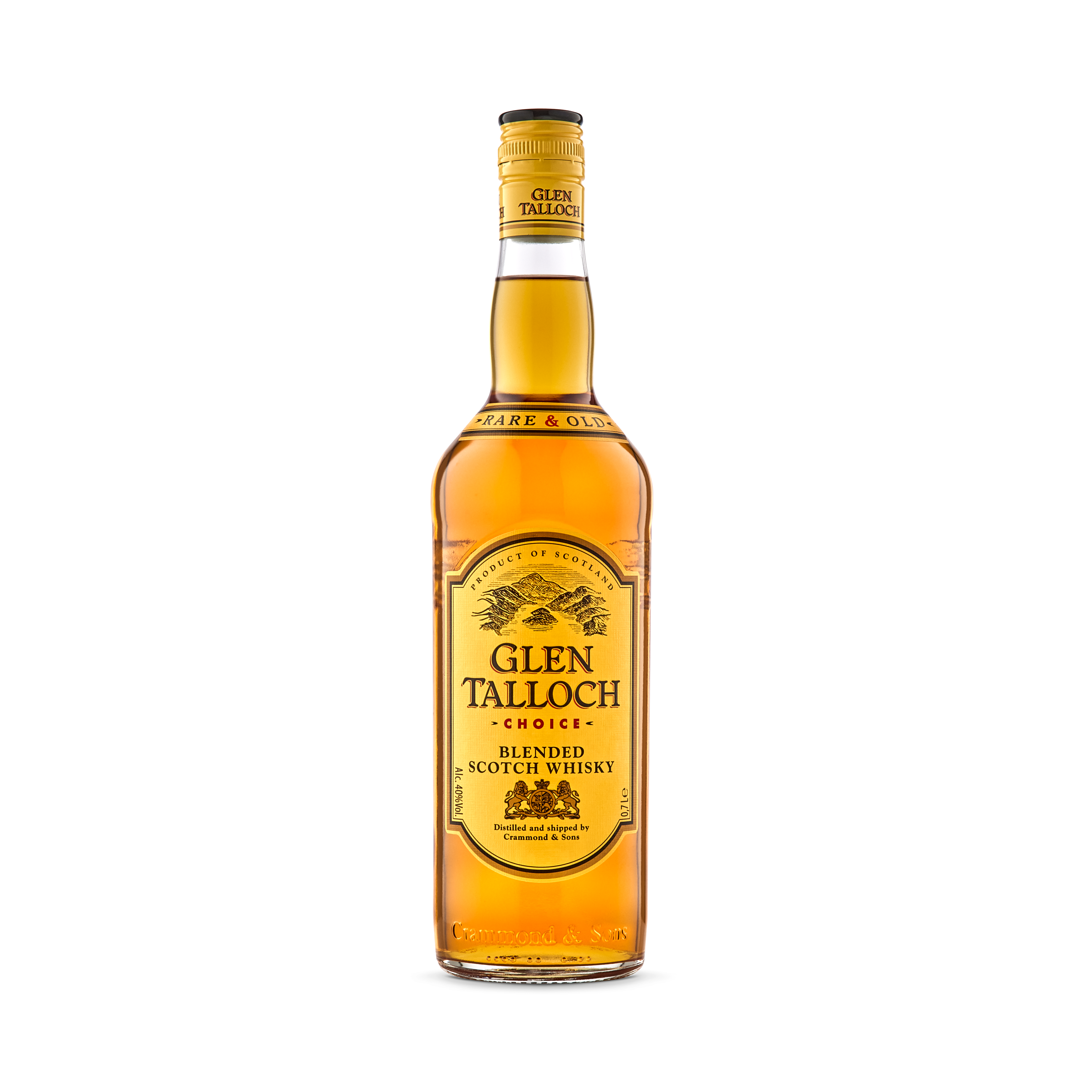 Sticlă de whisky Glen Talloch într-o cutie personalizată din lemn, perfectă pentru un fan whisky.