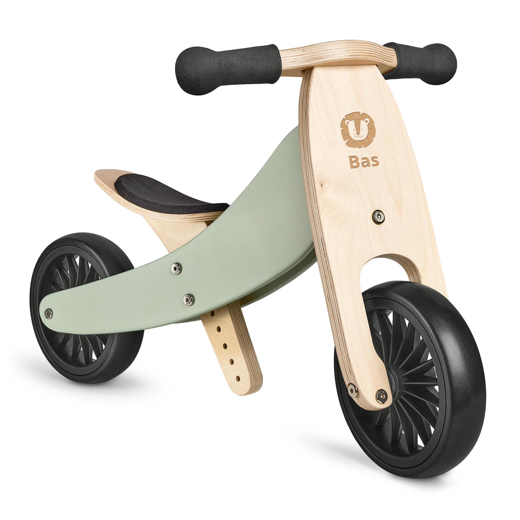 Houten driewieler en loopfiets 2-in-1 graveren