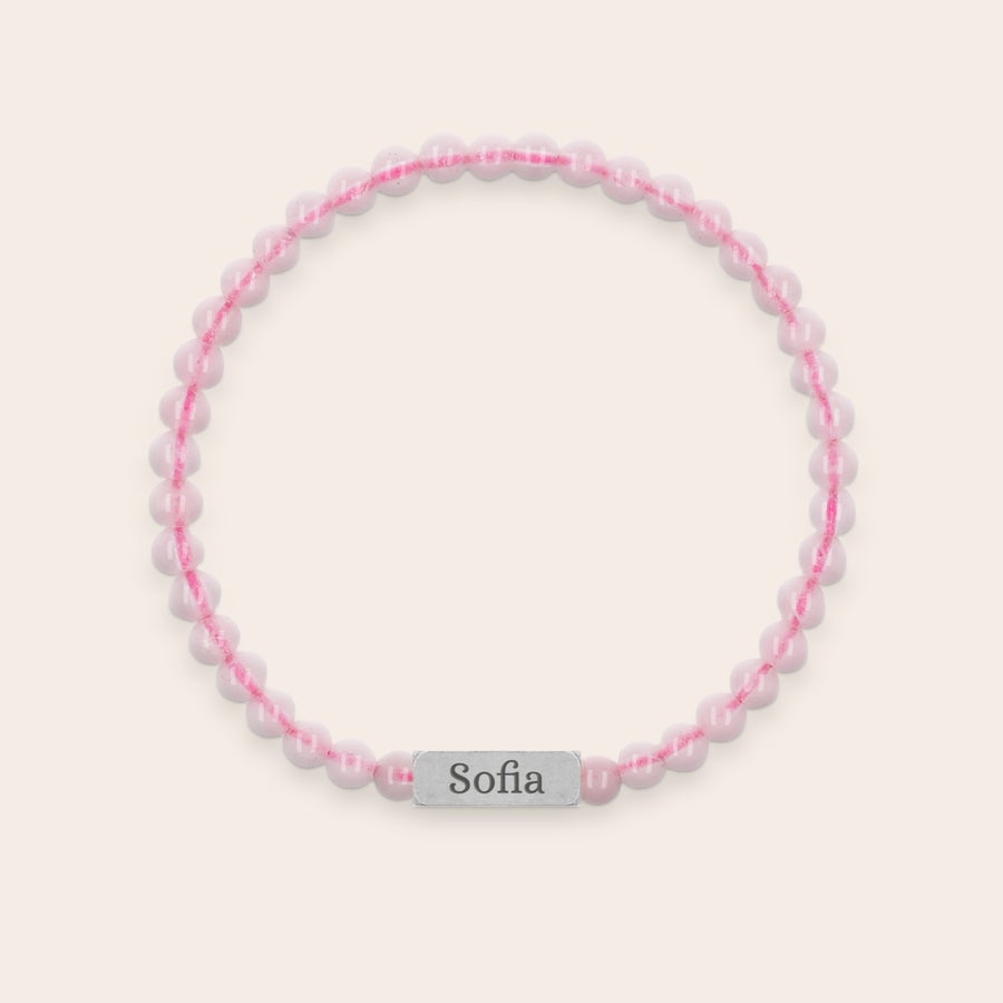 Pulseira de quartzo rosa - gravada Pulseira de quartzo rosa - gravada