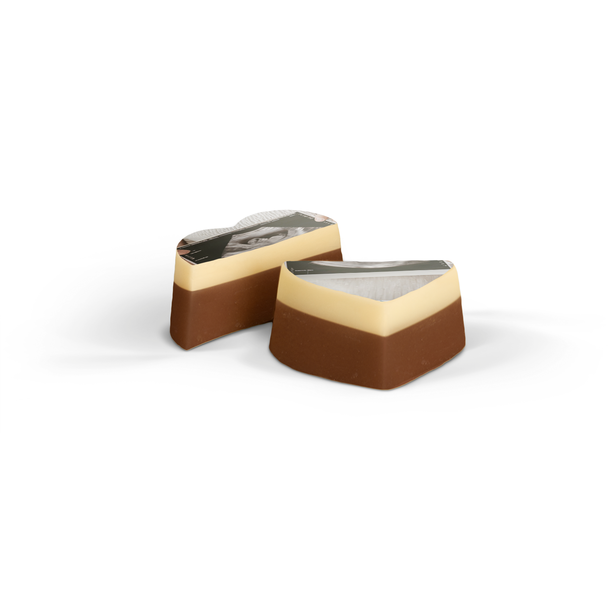 Chocolats personnalisés avec vos plus belles photos, imprimées sur des délices au chocolat au lait et blanc