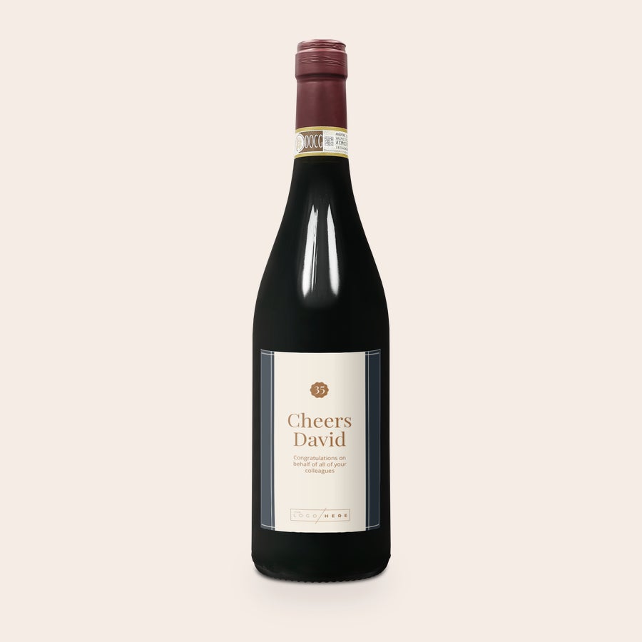 Personlaizowane wino Farina Amarone Valpolicella Zaskakujące wino Farina Amarone z etykietą ze zdjęciem i napisem Cheers David