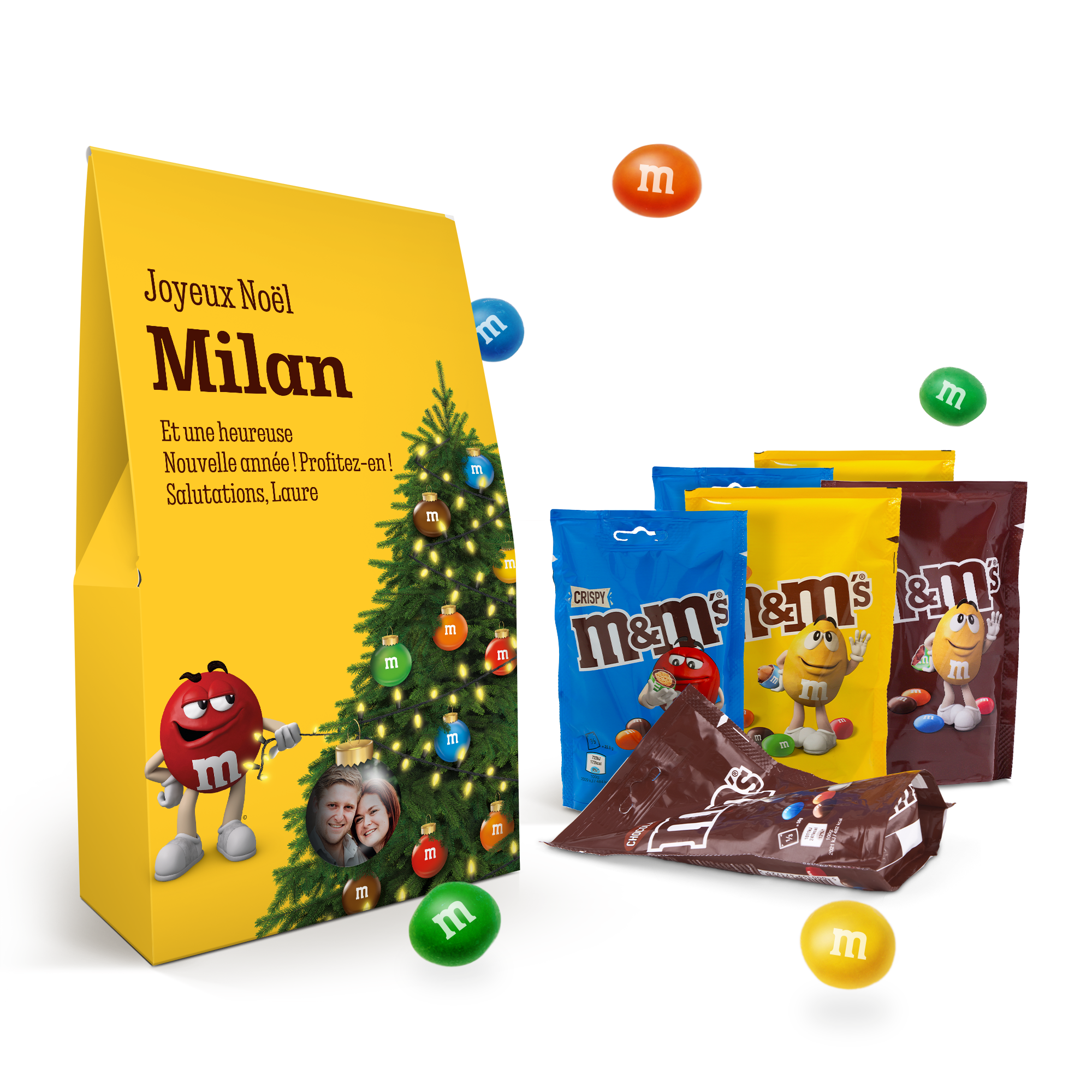 Boîte cadeau personnalisée XL M&M's - 6 sachets (714 grammes)