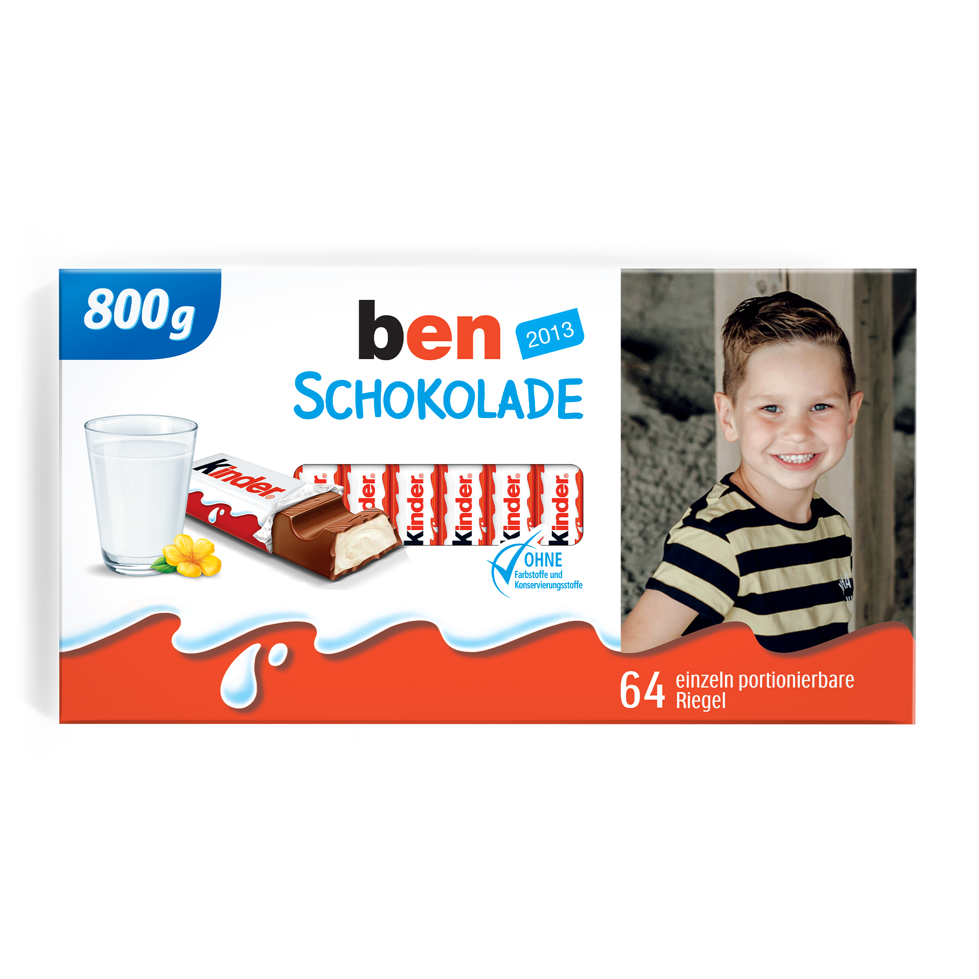 Mega kinder Schokolade mit Foto und Namen