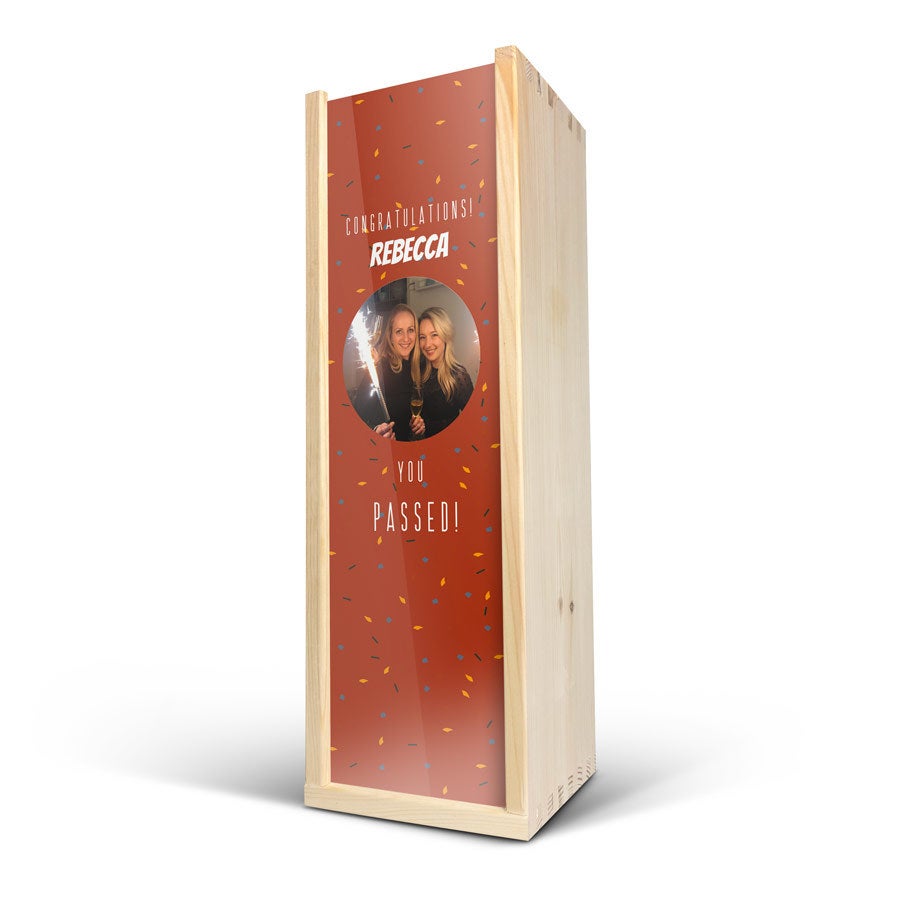 Personalised wooden bottle case - Printed - 1 bottle