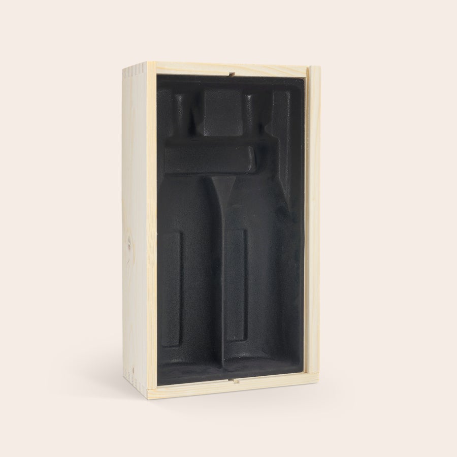 Weinkiste personalisiert Weinkiste aus Holz für 2 Flaschen mit schwarzem Inlay, zur individuellen Gestaltung mit einem Foto oder Text