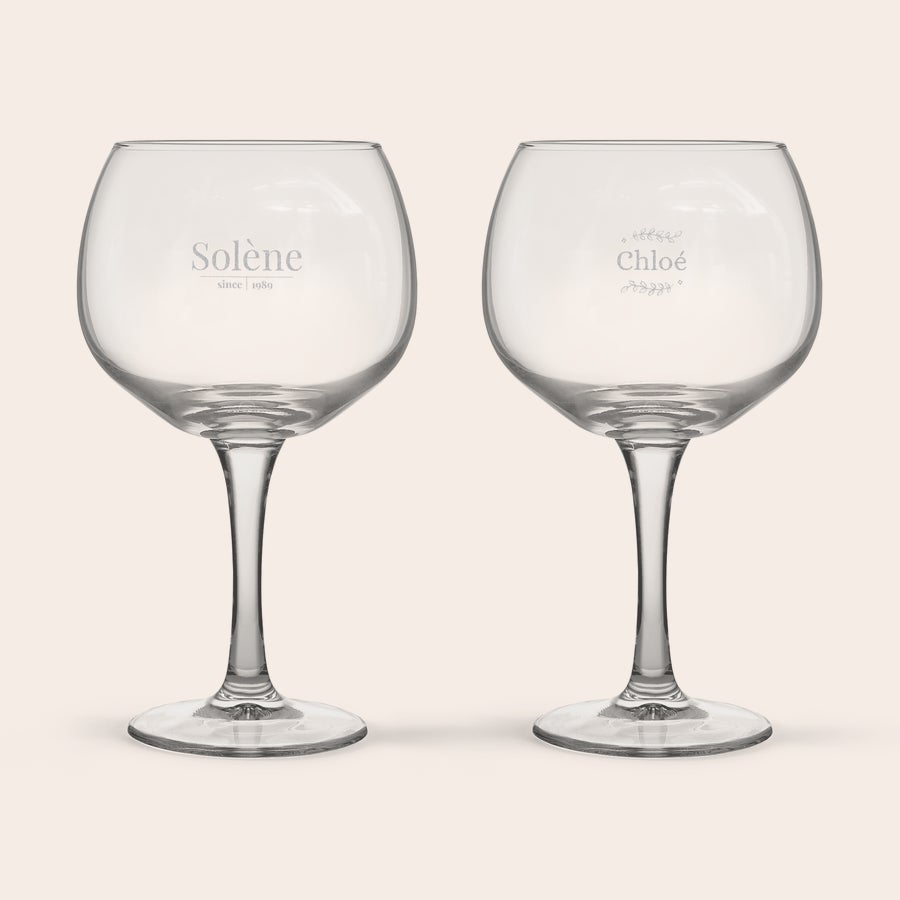 Verre à gin personnalisé Verres à gin personnalisés gravés au laser avec les noms Solène et Chloé