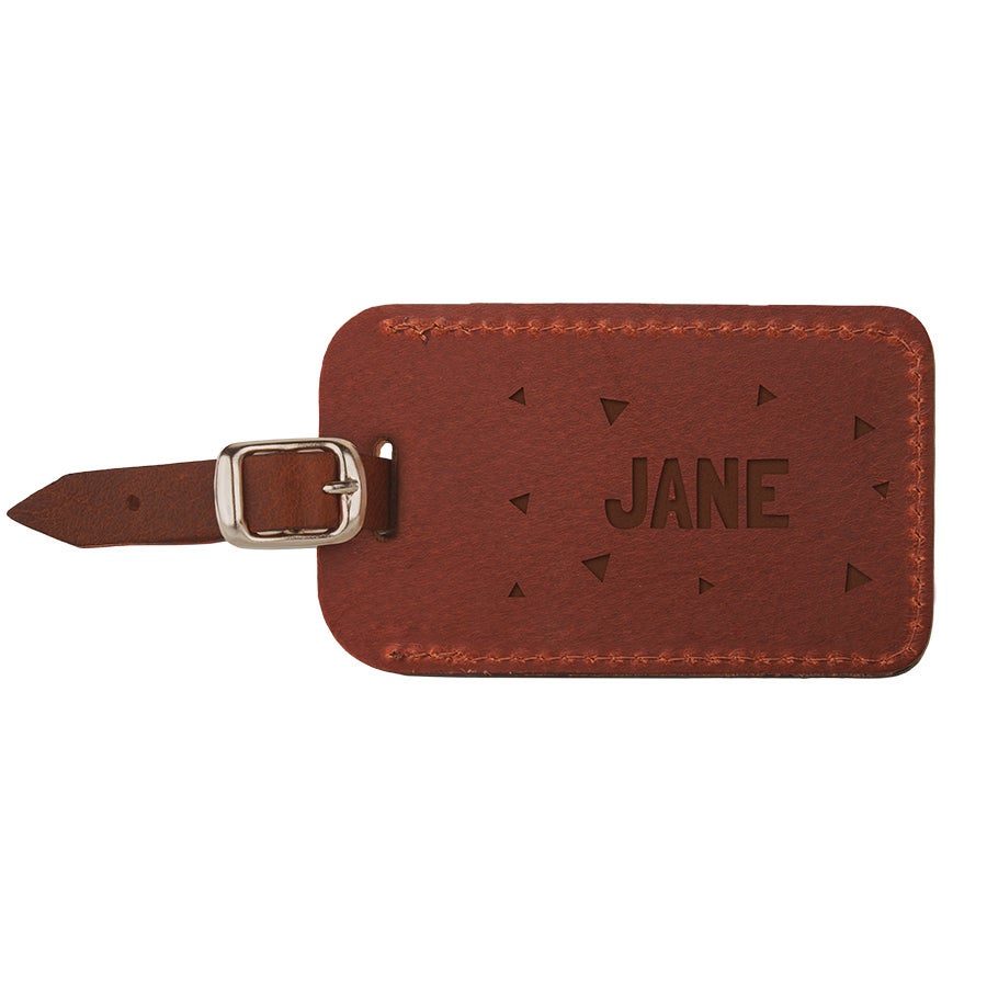 Leather luggage tag