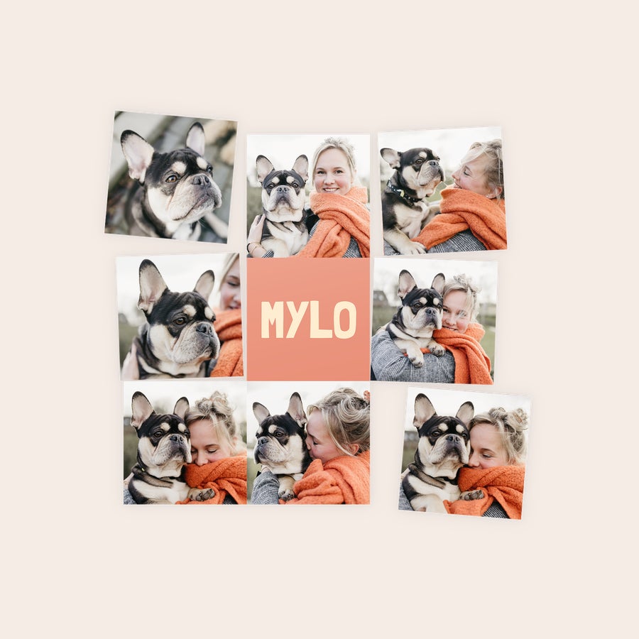 Folha de ímanes Ímanes personalizados com colagem de fotos e o nome MYLO, perfeitos para surpreender com seu design