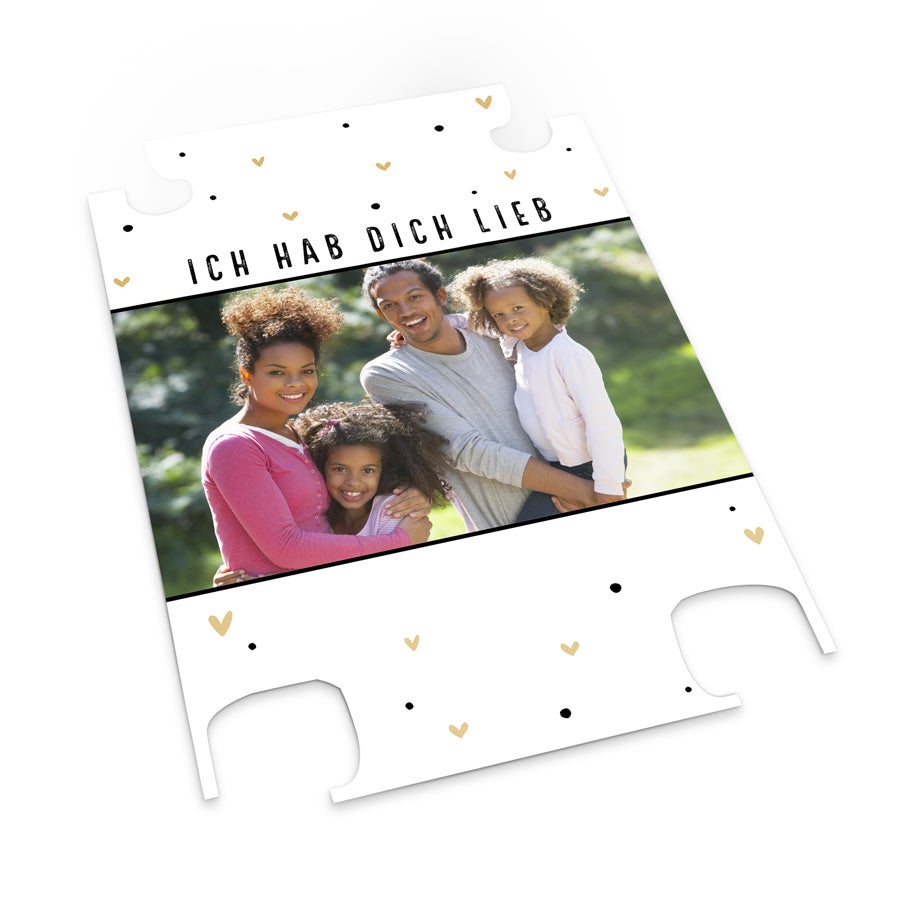 Fotoeinlage für Princess Koffer mit Familienfoto und Text "ICH HAB DICH LIEB", personalisiert mit eigenem Bild