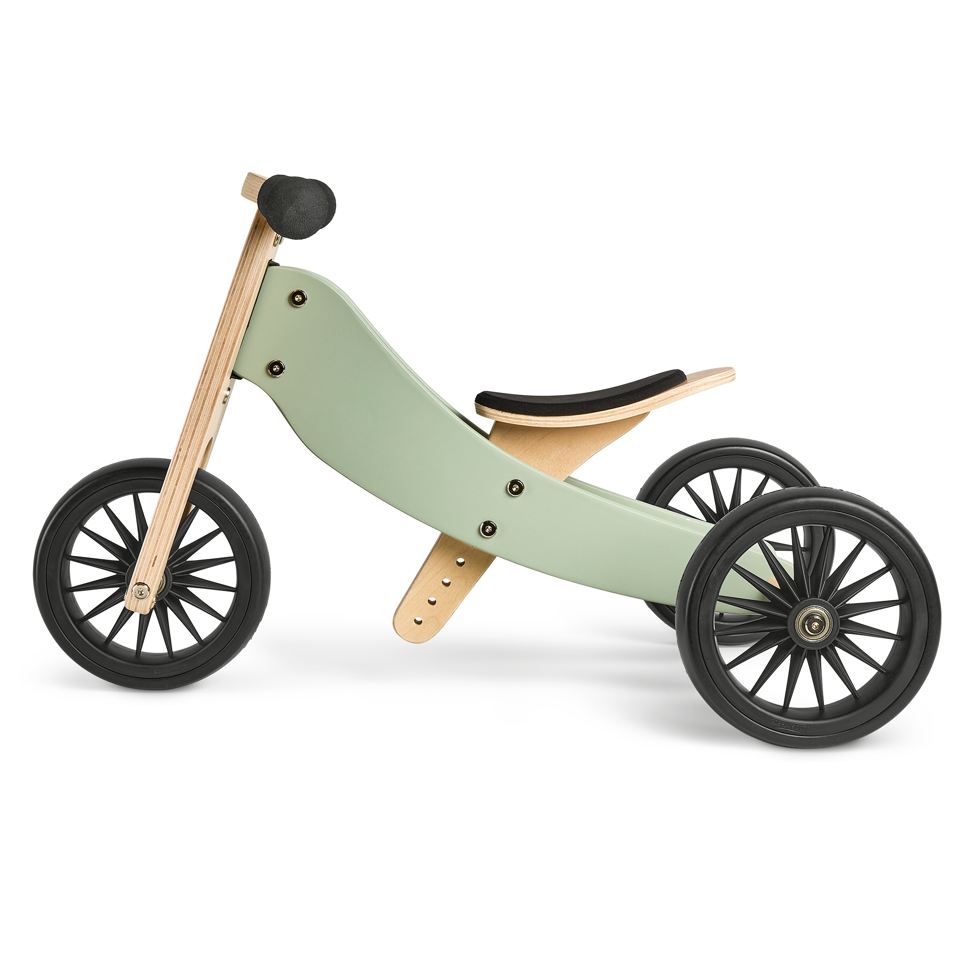 Engraved wooden tricycle balance bike 2-in-1