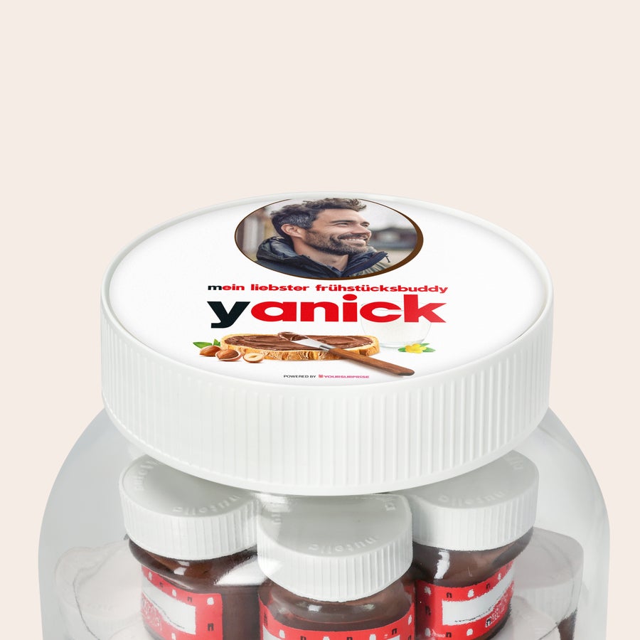 Personalisiertes nutella® Glas XL mit Namen und Foto Personalisiertes nutella® Glas XL mit Namen Yanick und Foto, bedruckt mit