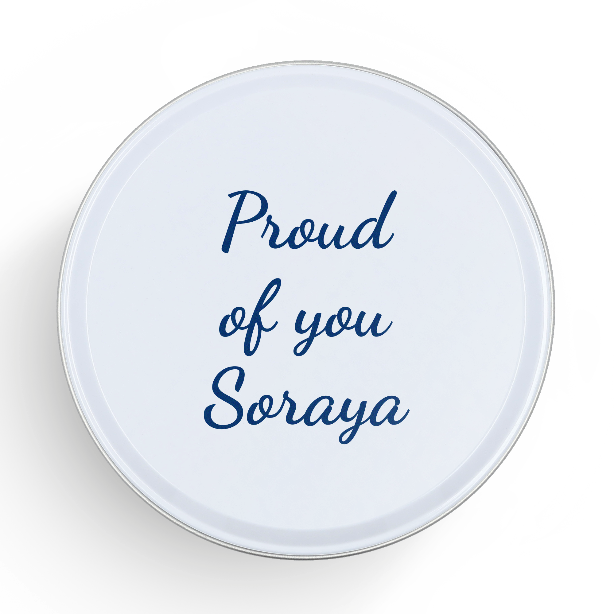 Personoitu palapeli 1000 palaa tekstillä Proud of you Soraya, valkoisella taustalla.