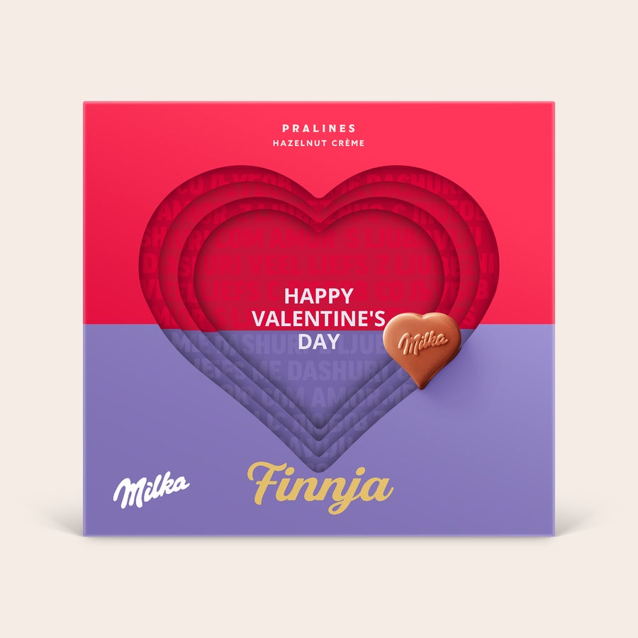 Milka herzen in einer 3D-Box Milka herzen in einer 3D-Box