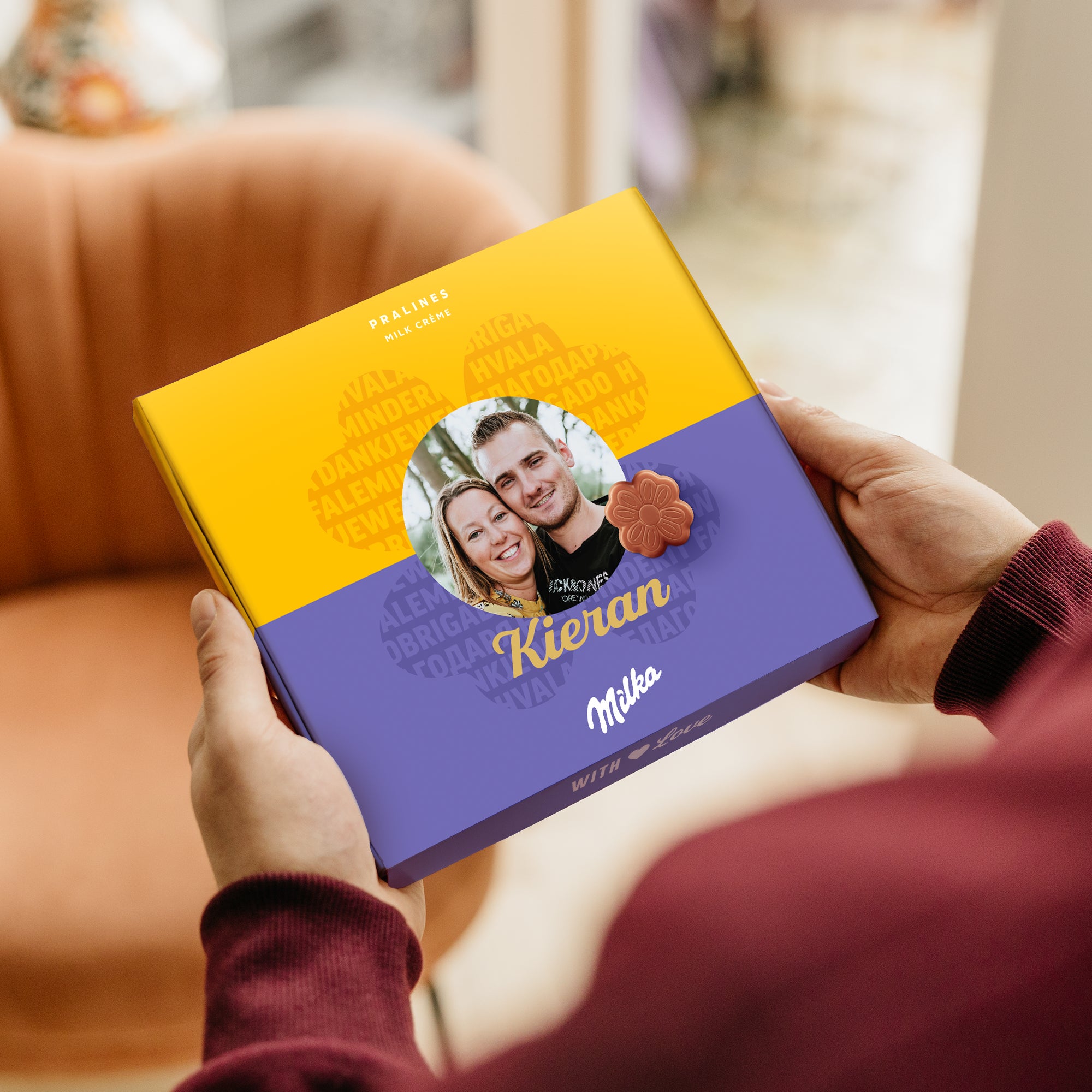 Personalised Milka chocolate gift box - Thank you - 110 grams - Say it with Milka