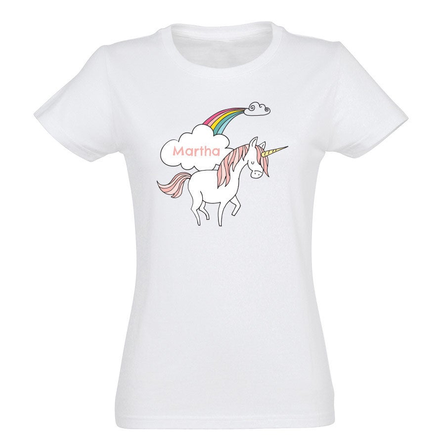 Personalised t-shirt - Unicorn - Women - White - S