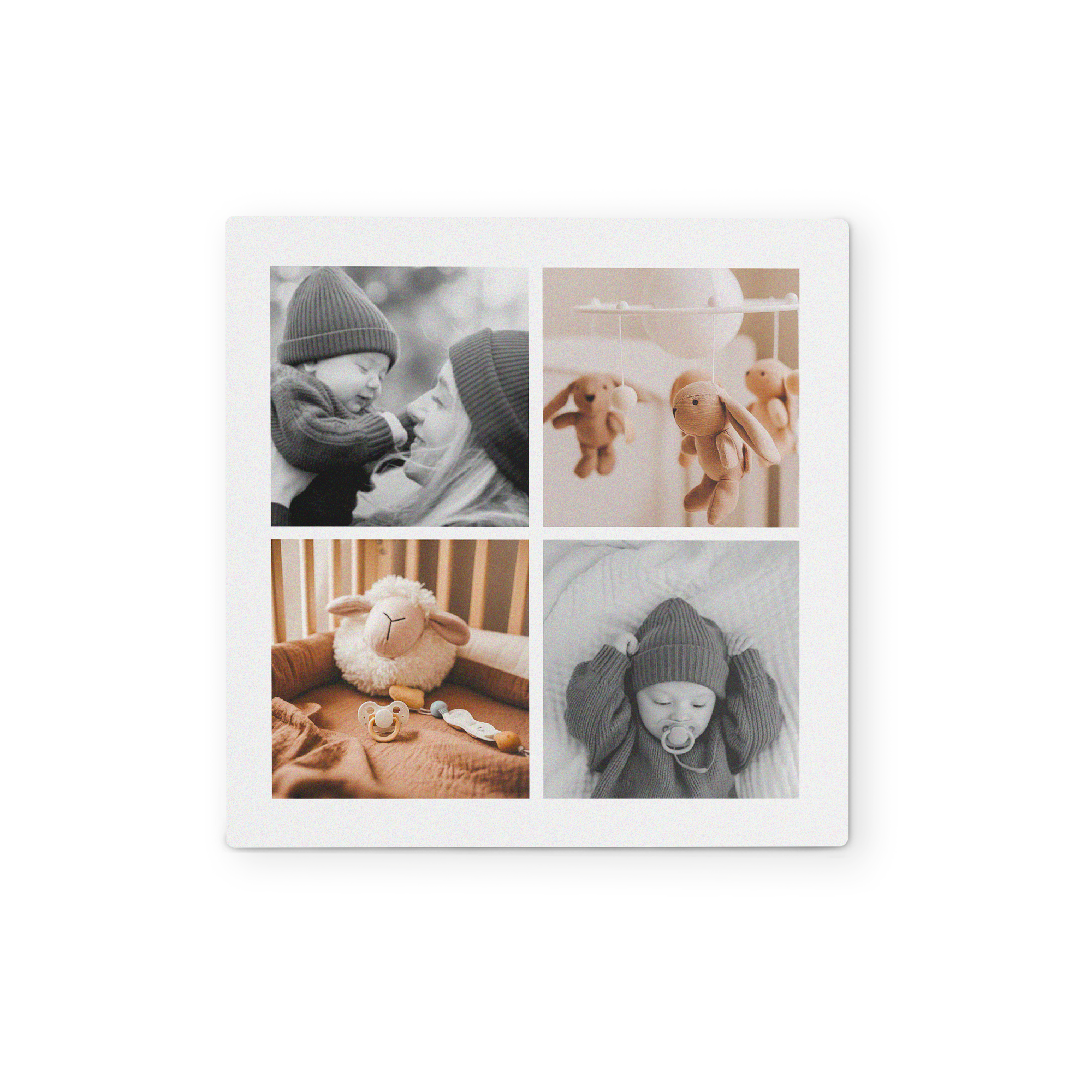 Holz Wandbild mit vier Babyfotos bedruckt, Dekorieren Sie Ihre Wand mit einem Wandbild aus Holz mit Ihrem Design