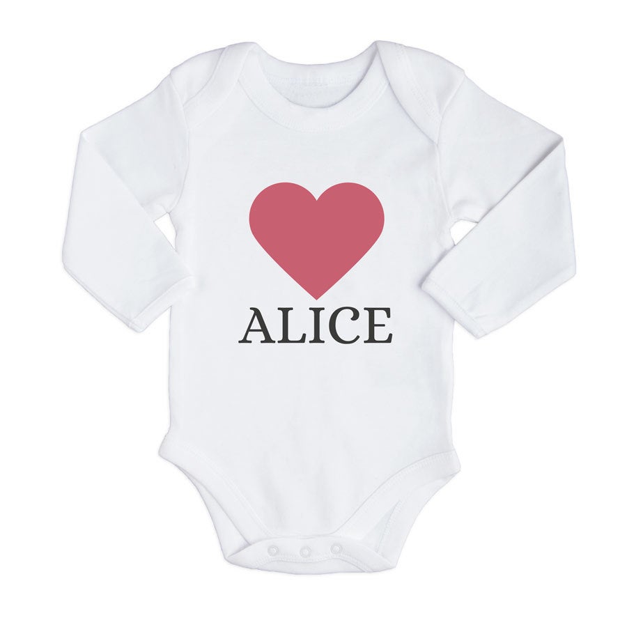 Personalised baby romper - Long sleeves - White - 74/80