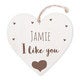 Wooden Valentine heart with text engraving
